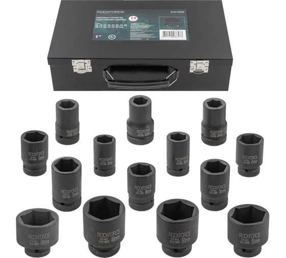 Набор головок ударных глубоких 6-гранных 1"DR, 14 предметов Rockforce RF-8152-5MPB(55007)