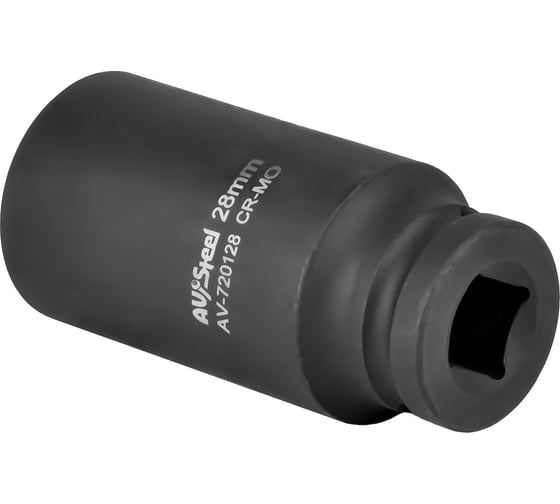 Головка ударная удлиненная шестигранная 28 мм, 1/2"DR AV Steel AV-720128