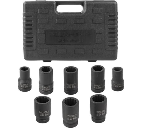 Набор торцевых 12-гр. ударных глубоких головок Rockforce 1", 8 штук RF-8081-9MPB(55006)