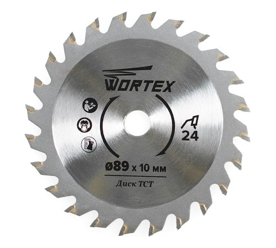 Диск пильный по дереву HS S024 W 89x10 мм, 24 зуба, блистер WORTEX HSS024W00009 1