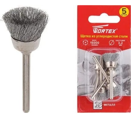 Щетка из углеродистой стали 16 мм, 5 шт WORTEX ETBS3216018
