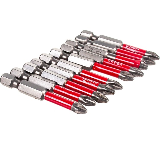 Бита (10 шт; PH2; 50 мм; 1/4" E6.3) Quadro Torsion 410250