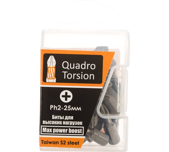 Бита (25 шт; PH2; 25 мм; 1/4" C6.3) Quadro Torsion 410225