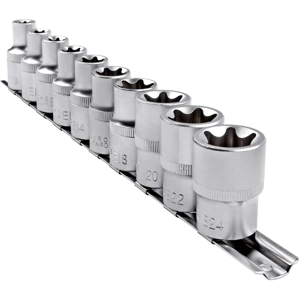 Набор головок тип-Е  9 предм. (1/2" Е10-E24) LECAR