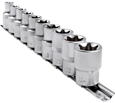 Набор головок Е-типа 1/2", Е8-Е24, 10 шт. AV Steel AV-523410