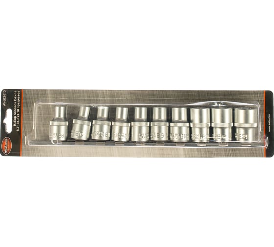 Набор головок Е-типа 1/2", Е8-Е24, 10 шт. AV Steel AV-523410