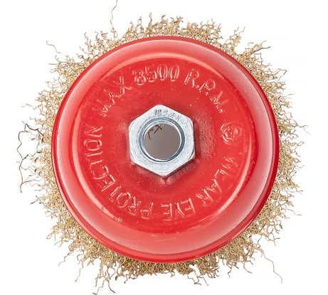 Щетка чашка (100 мм; М14; латунированная витая проволока) для УШМ КЕДР 208043