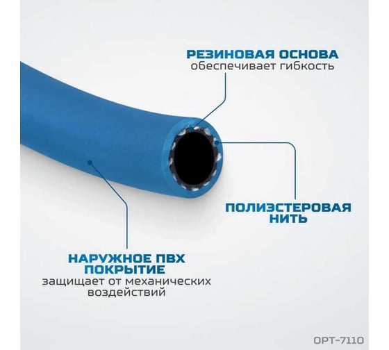 Шланг пневматический армированный PVC, 9.5x15.5 мм, 100 м Optimus OPT-7110