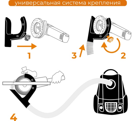 Насадка пылеудаления при шлифовании для УШМ 115/125 мм RAGE by VIRA 600371