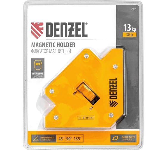 Фиксатор магнитный отключаемый для сварочных работ усилие 30 LB Denzel 97563