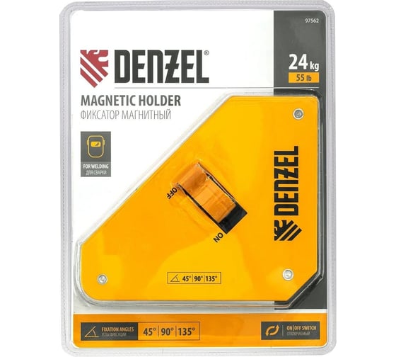 Фиксатор магнитный отключаемый для сварочных работ усилие 55 lb Denzel 97562