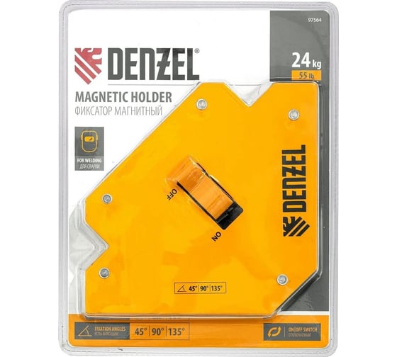 Фиксатор магнитный отключаемый для сварочных работ усилие 55 LB Denzel 97564
