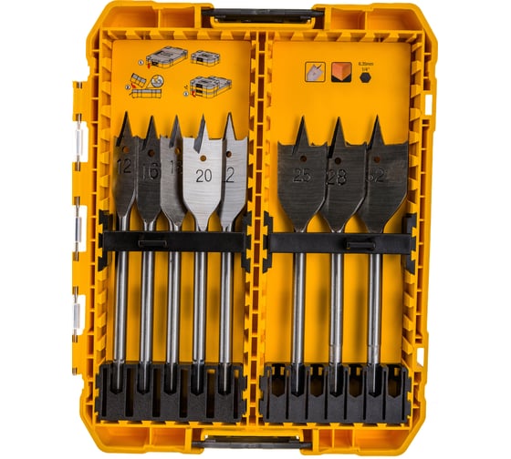 Набор сверл перьевых по дереву (8 шт; 12-32 мм) DEWALT DT70750-QZ