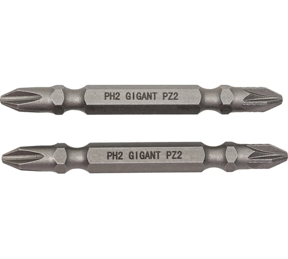 Биты двусторонние комбинированные 2 шт, PH2-PZ2, 60 мм, S2 Gigant GBS 2C65A