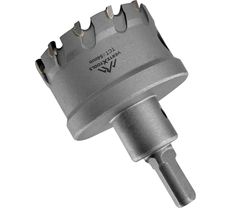 Коронка твердосплавная с центрирующим сверлом по металлу 54 мм vertextools 1819-54