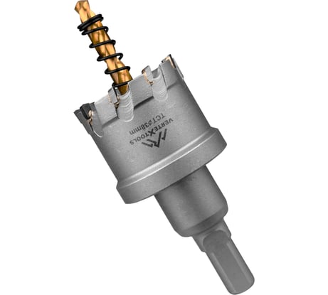 Коронка твердосплавная с центрирующим сверлом по металлу 38 мм vertextools 1819-38