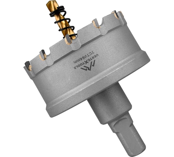 Коронка твердосплавная с центрирующим сверлом по металлу 64 мм vertextools 1819-64