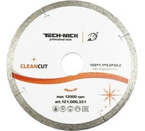 Диск алмазный сплошной CLEAN CUT 125х22.2х1.1х5 мм, керамика TECH-NICK 121.000.351