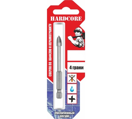 Сверло по керамограниту и керамической плитке (4 мм; 4 грани) Hardcore 151004