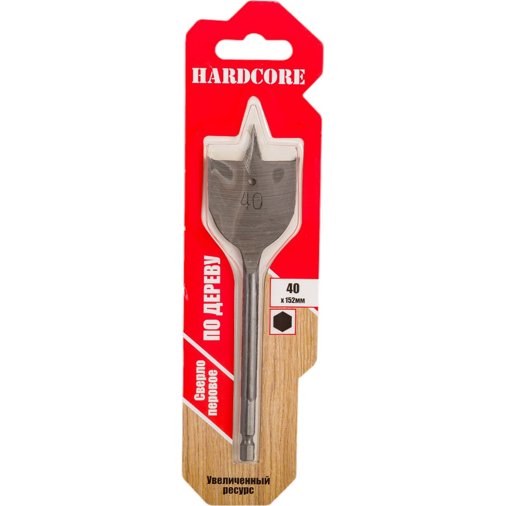 Сверло по дереву перовое с подрезателями (40x152 мм) Hardcore 164015 ...
