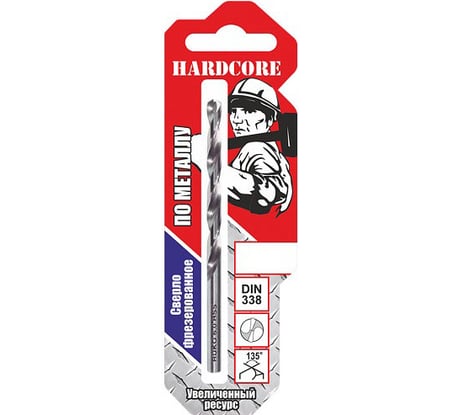 Сверло по металлу фрезерованное (7.5х109 мм) Hardcore 140075