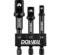 Адаптеры для головок 1/4", 3/8", 1/2", 75 мм, набор 3 шт DOWELL HY050102