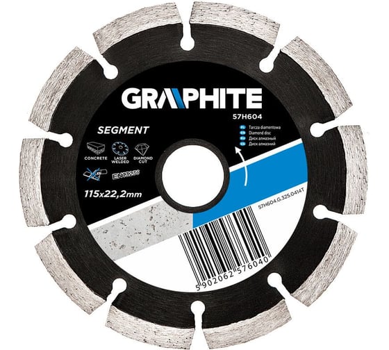 Диск алмазный сегментированный (115х22.2 мм) GRAPHITE 57H604 1