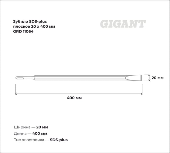 Зубило плоское (20х400 мм; SDS-plus) Gigant GRD 11064