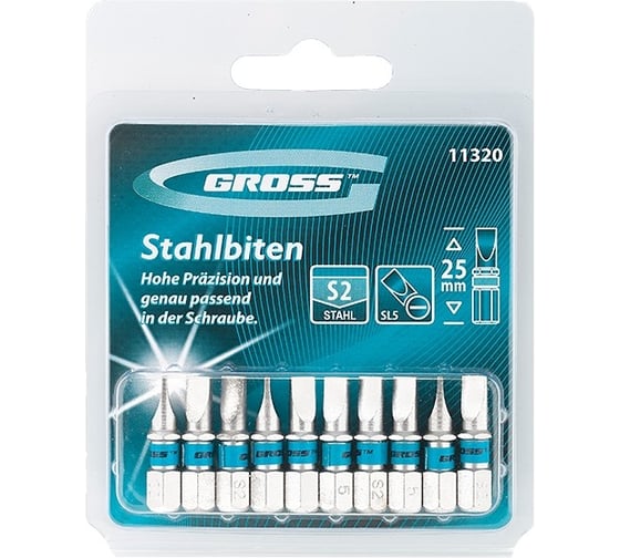 Набор бит (10 шт; SL5x25 мм) GROSS 11320 1