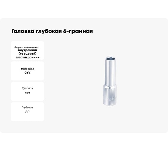 Головка глубокая 6-гранная 5.5 мм, 1/4"DR TOPTUL BAEE085E
