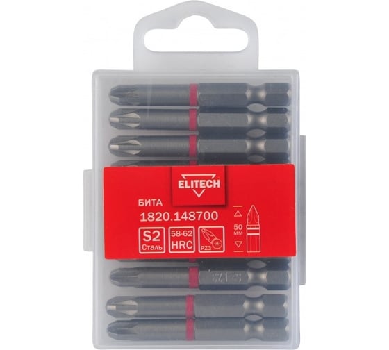 Бита PZ3, 50 мм, 10 шт Elitech 1820.148700 204246 1