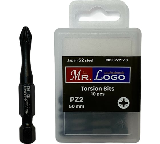 Бита Торсионная (10 шт; 50 мм; PZ2; S2) Mr. Logo С050PZ2T-10 1
