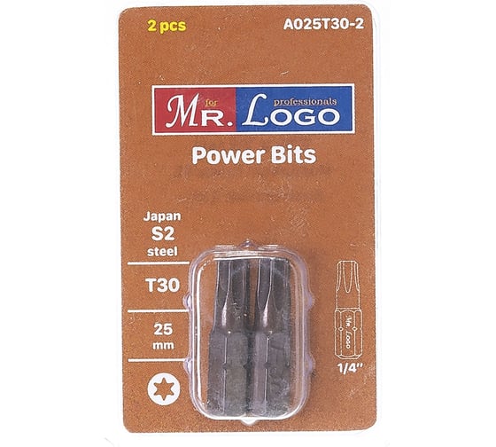 Бита (2 шт; 25 мм; T30; S2) Mr. Logo A025T30-2