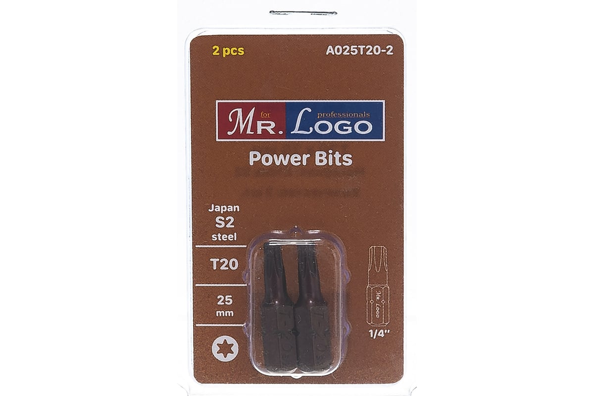 Бита (2 шт; 25 мм; T20; S2) Mr. Logo A025T20-2 - выгодная цена, отзывы ...