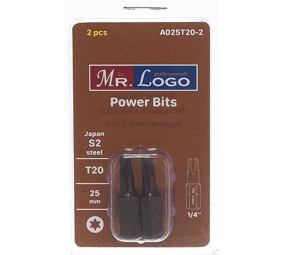 Бита (2 шт; 25 мм; T20; S2) Mr. Logo A025T20-2