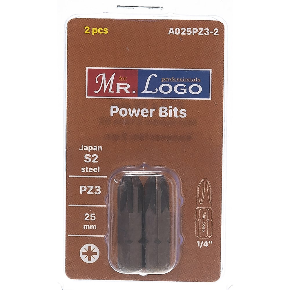 Бита (2 шт; 25 мм; PZ3; S2) Mr. Logo A025PZ3-2 - выгодная цена, отзывы ...