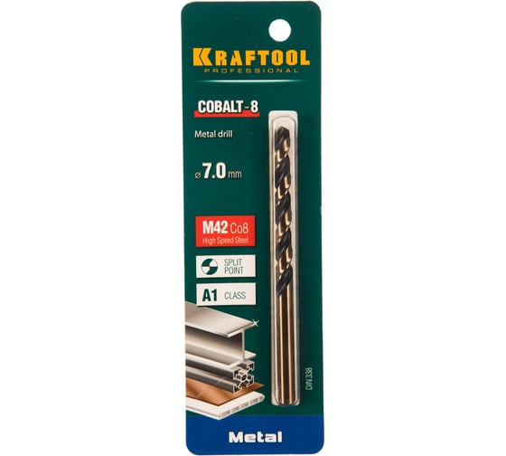 Сверло по металлу COBALT HSS-Co 8% сталь М42 (7х109 мм) Kraftool 29656-7