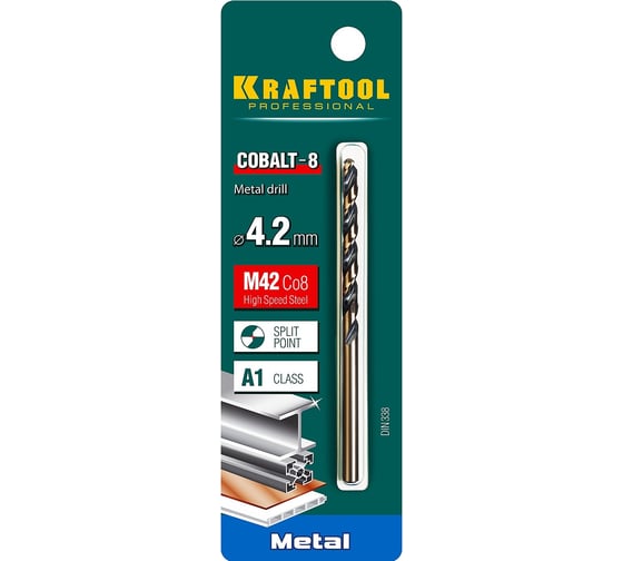 Сверло по металлу COBALT HSS-Co 8% сталь М42 (4.2х75 мм) Kraftool 29656-4.2