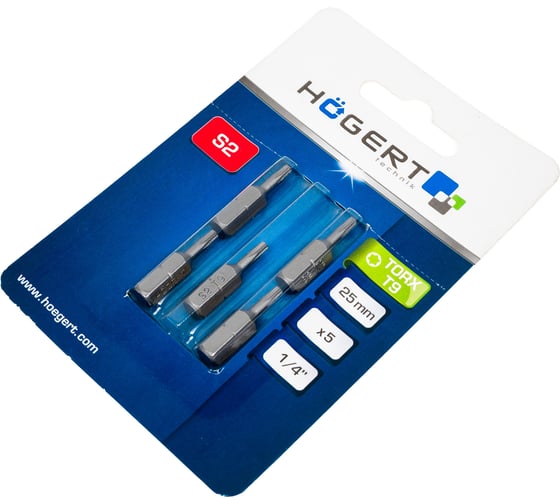 Биты TORX 9, 25 мм, сталь S2, 5 шт HOEGERT TECHNIK HT1S335