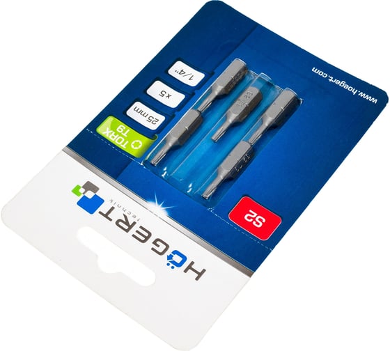 Биты TORX 9, 25 мм, сталь S2, 5 шт HOEGERT TECHNIK HT1S335