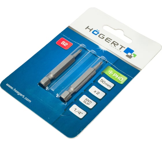 Биты PH0, 50 мм, сталь S2, 2 шт HOEGERT TECHNIK HT1S323