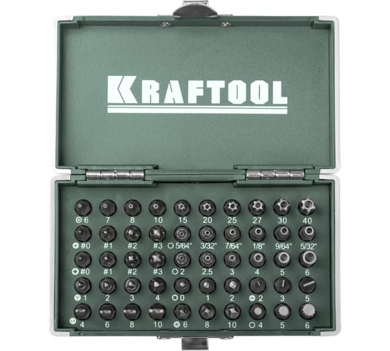 Набор кованых торсионных бит KRAFTOOL X-Drive Cr-Mo, система насечек "NSS", 50 предметов, в боксе 26065-H50