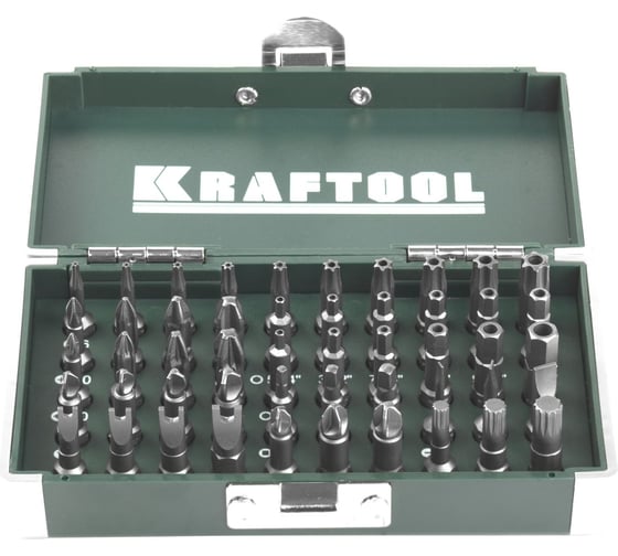 Набор кованых торсионных бит KRAFTOOL X-Drive Cr-Mo, система насечек "NSS", 50 предметов, в боксе 26065-H50