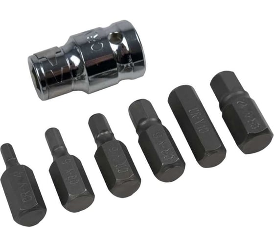 Набор бит (7 предметов шестигранники 4-12 мм) СЕРВИС КЛЮЧ 76438