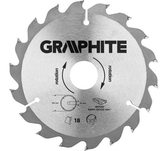 Диск отрезной (165x30 мм; 18 зубьев) GRAPHITE 57H648