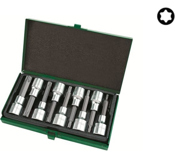 Набор бит TORX 1/2"DR, 9 предметов, T20-T60 TOPTUL GAAD0903