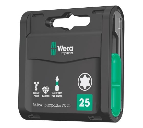 Бита TORX Bit-Box 15 Impaktor TX (15 шт; 25 мм; T25) WERA WE-057775