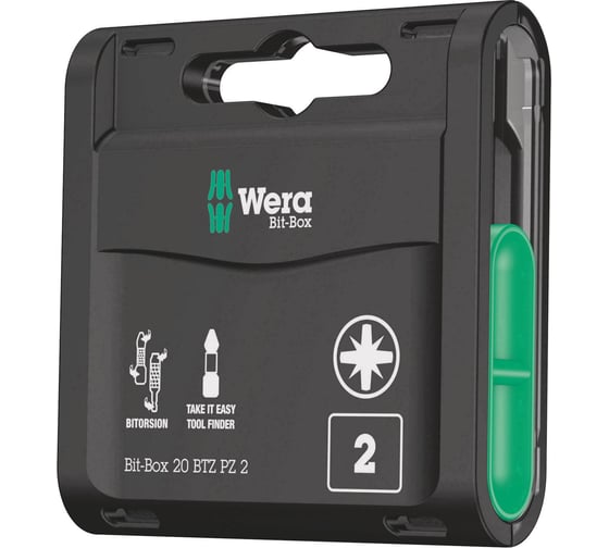 Бита Pozidriv Bit-Box 20 BTZ PZ (20 шт; 25 мм; PZ2) WERA WE-057761