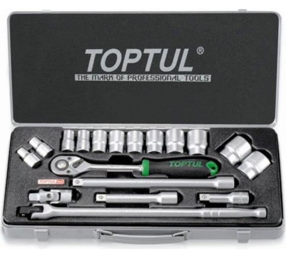 Набор головок 6-гранных 10-32 мм, 1/2" DR, 18 предметов TOPTUL GCAD1802 1