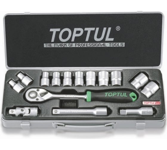 Набор головок 6-гранных 8-24 мм, 1/2" DR, 15 предметов TOPTUL GCAD1502 1